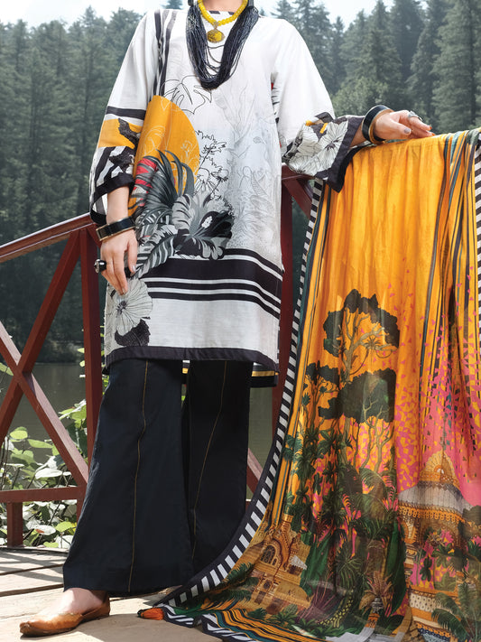 Light Grey Cambric 3 Piece Unstitched - ALP-3PS-970