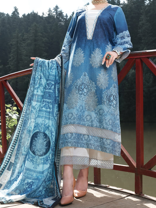 Blue Cambric 3Pc Unstitched - ALP-3PS-971
