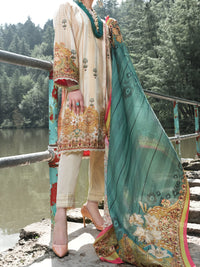 Beige Cambric 3Pc Unstitched - ALP-3PS-972