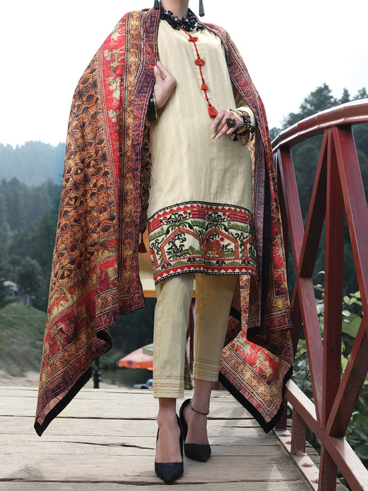 Beige Cambric 3Pc Stitched - ALP-3PS-981/S