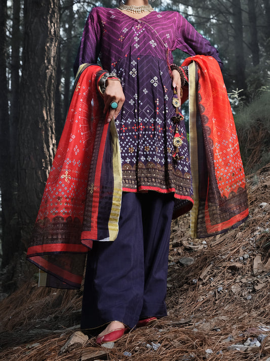 Purple Silk 3Pc Unstitched - ALP-3PS-988