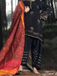 Black Silk 3Pc Unstitched - ALP-3PS-990
