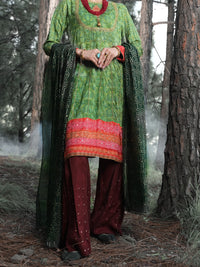 Green Silk 3 Piece Unstitched - ALP-3PS-992