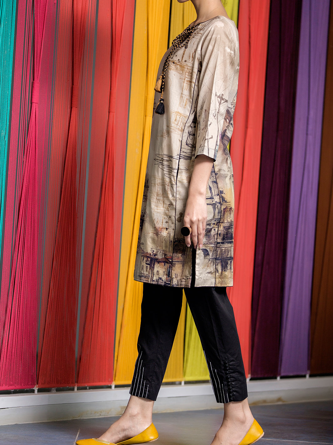Beige Lawn Tunic - LK-667