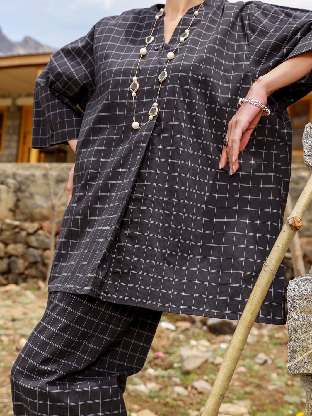 Black Cotton 2Pc Stitched - ALP-2PS-LKS-1466