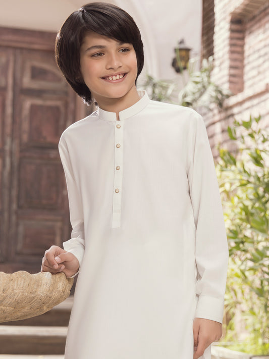 White Blended Boy Kameez Shalwar - ALT-KS-030A