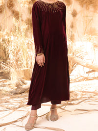 Maroon Velvet 2 Piece Stitched - ALT-2PS-LKS-1066A