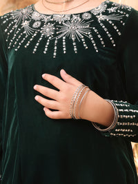 Green Velvet 2 Piece Stitched - ALT-2PS-LKS-1066B