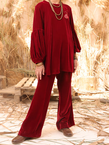 MAROON VELVET 2 PIECE STITCHED - ALT-2PS-LKS-1068