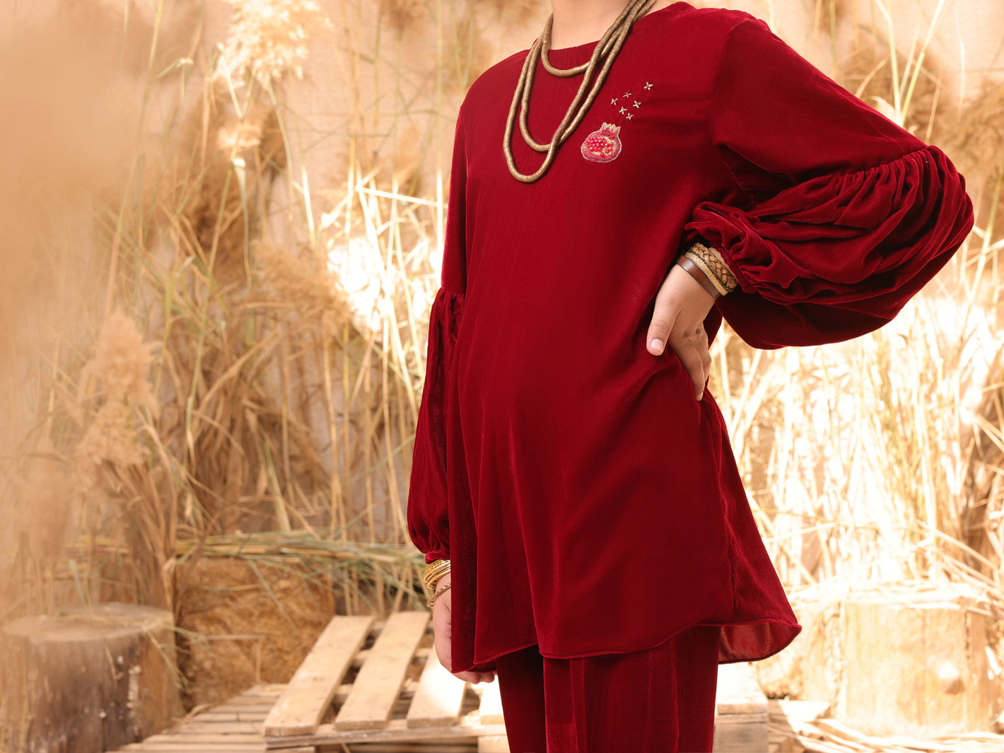 Maroon Velvet 2 Piece Stitched - ALT-2PS-LKS-1068