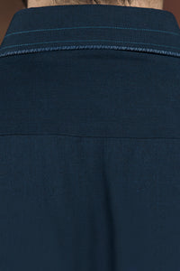 Navy Blue Cotton Kameez Shalwar - ALWA-KS-110