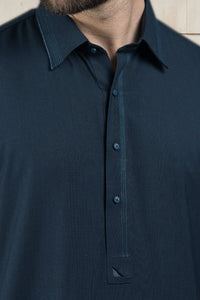 Navy Blue Cotton Kameez Shalwar - ALWA-KS-110