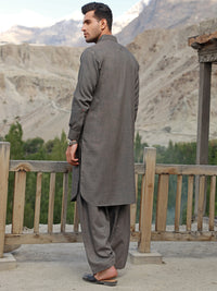 Ash Brown Blended Kameez Shalwar - ALWA-KS-310