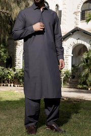 Grey Cotton Kameez Shalwar - ALWA-KS-073