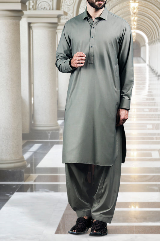 Beige Blended Kameez Shalwar - ALWA-KS-106