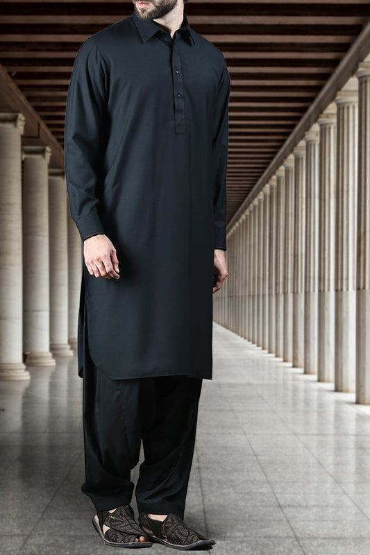 Black Blended Kameez Shalwar - ALWA-KS-113