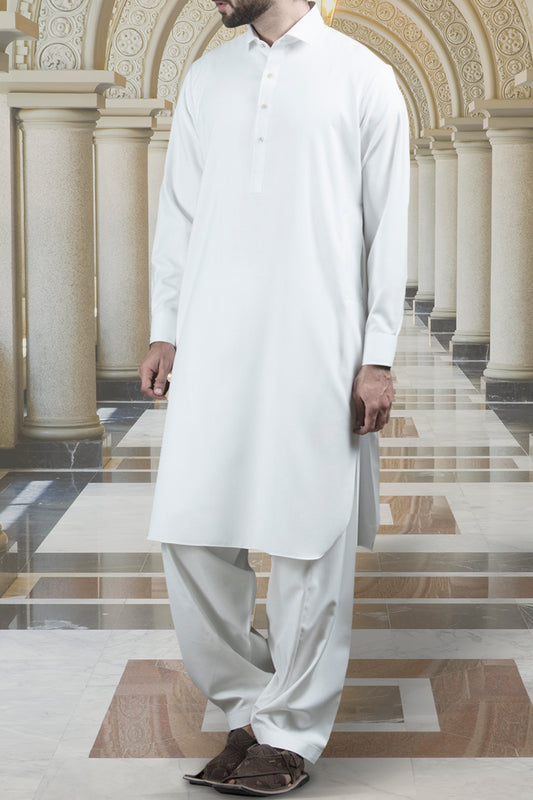 Off White Blended Kameez Shalwar - ALWA-KS-115