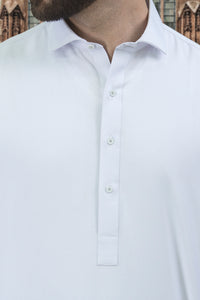 White Blended Kameez Shalwar - ALWA-KS-116