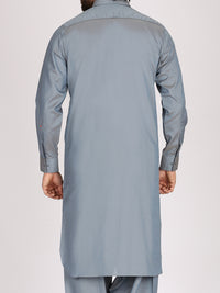 Ash Blue Cotton Kameez Shalwar - ALWA-KS-138
