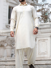 Cream Blended Kameez Shalwar - ALWA-KS-144