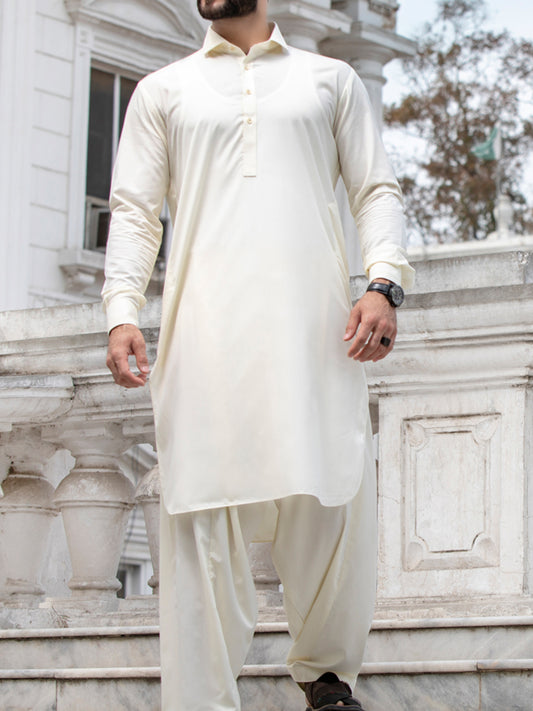 Cream Blended Kameez Shalwar - ALWA-KS-144