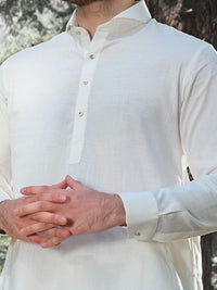 White Blended Kameez Shalwar - ALWA-KS-166