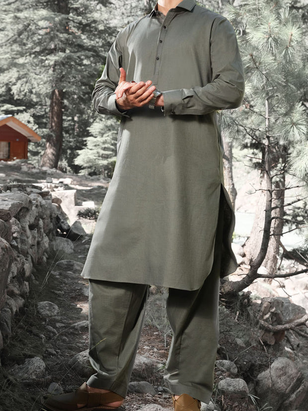 Green Blended Kameez Shalwar - ALWA-KS-167