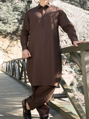 Brown Blended Kameez Shalwar - ALWA-KS-171