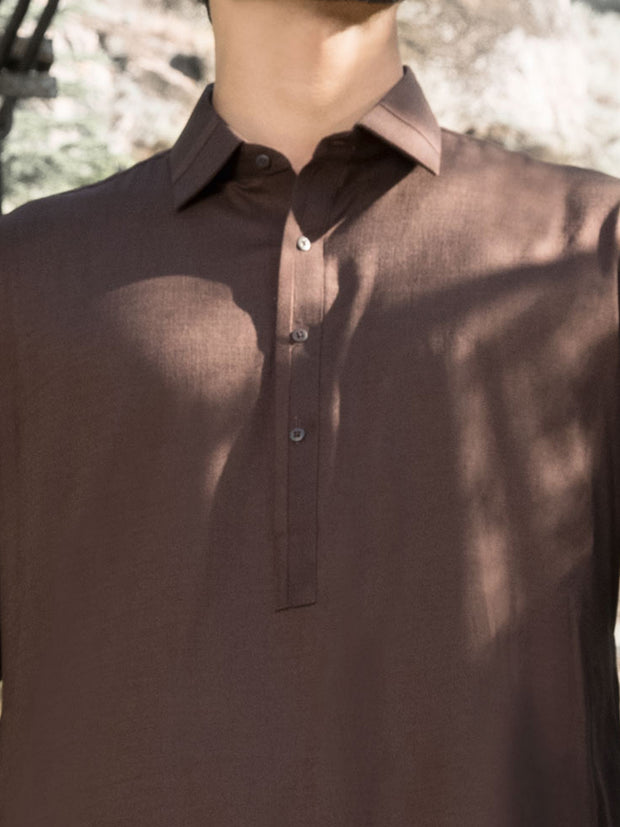 Brown Blended Kameez Shalwar - ALWA-KS-171