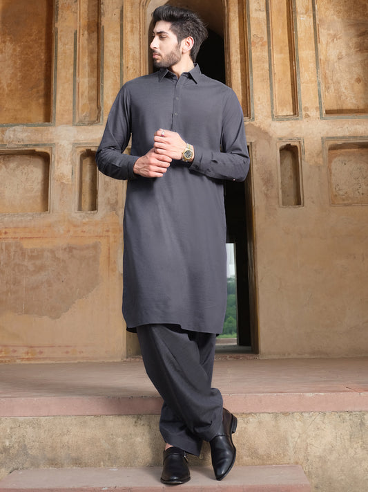 Grey Blended Kameez Shalwar - ALWA-KS-209