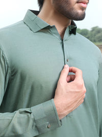 Green Blended Kameez Shalwar - ALWA-KS-212