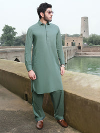 Green Blended Kameez Shalwar - ALWA-KS-212