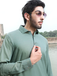Green Blended Kameez Shalwar - ALWA-KS-212