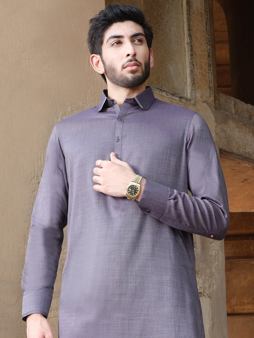 Grey Blended Kameez Shalwar - ALWA-KS-221