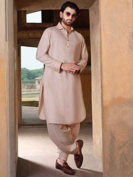 Peach Blended Kameez Shalwar - ALWA-KS-225
