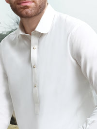 White Blended Kameez Shalwar - ALWA-KS-226