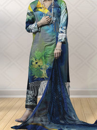 Blue Linen 3 Piece Stitched - AWP-172
