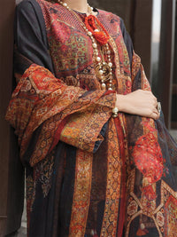 Red Khaddar + Linen 3Pc Stitched - AWP-210