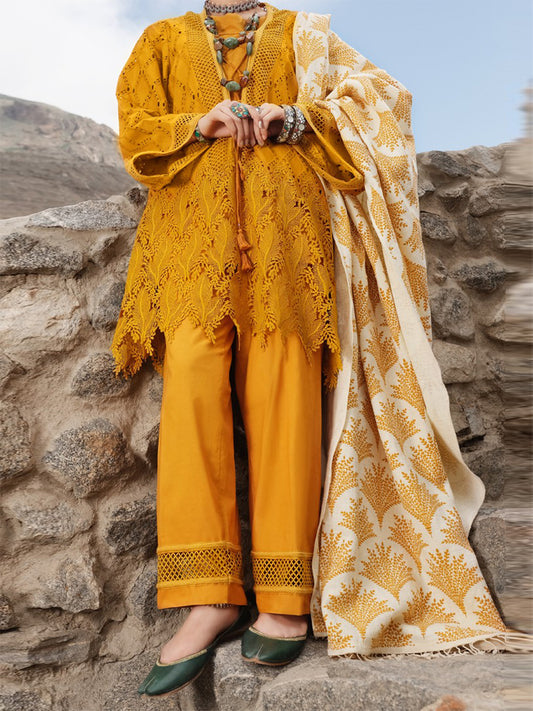 Mustard Schiffli 3 Piece Stitched - AWP-3PS-217