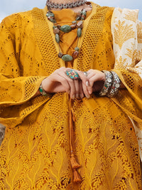 Mustard Schiffli 3Pc Stitched - AWP-3PS-217