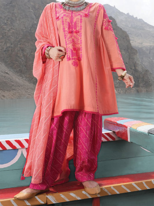 Pink Karandi 3Pc Stitched - AWP-228