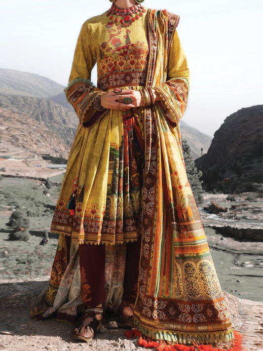Yellow Cambric 2Pc Unstitched - AWP-236