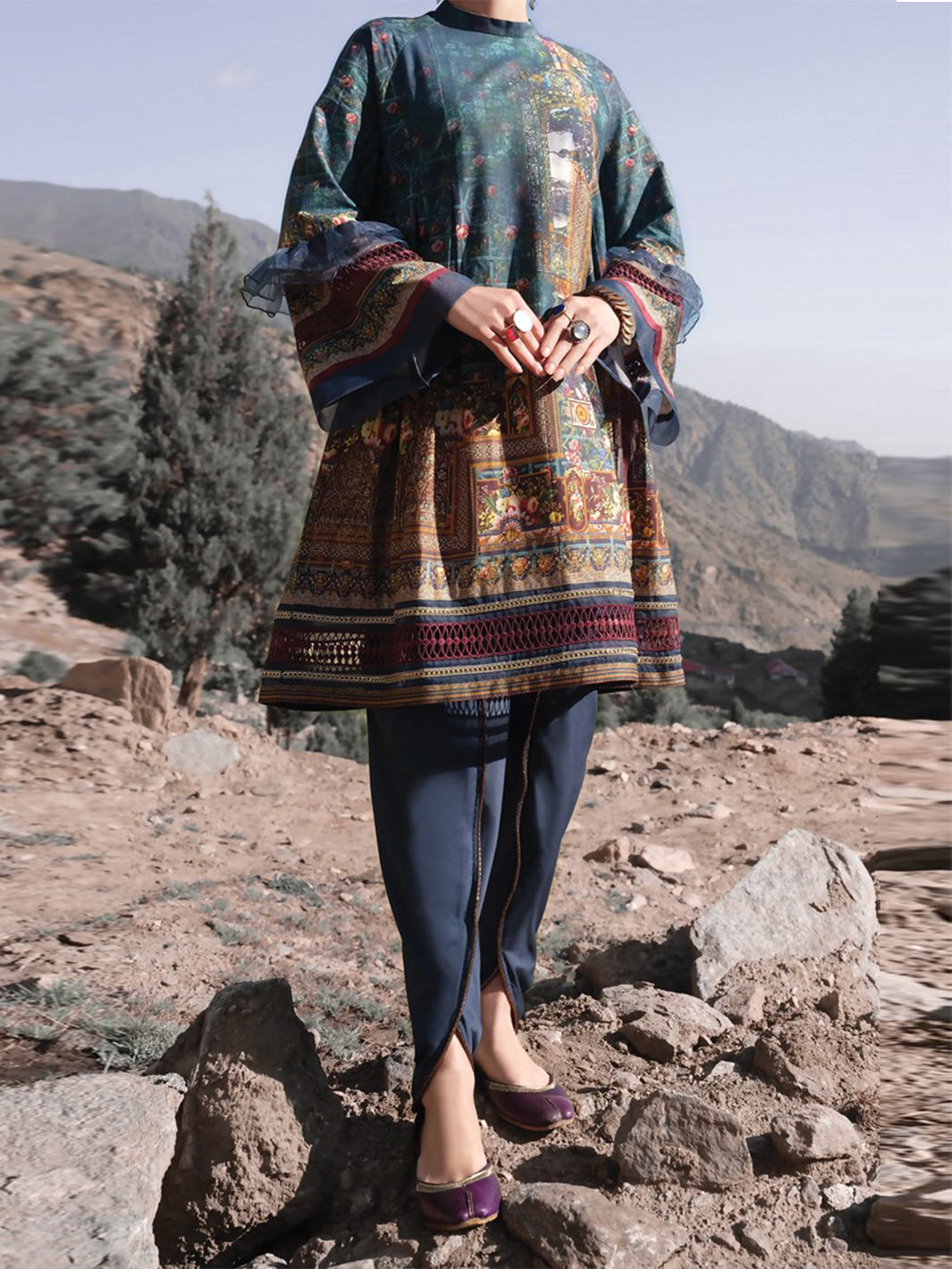 Turquoise Cambric 2 Piece Unstitched - AWP-238