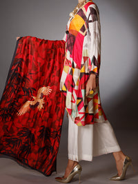 White Silk Jacquard 3Pc Stitched - AWP-3PS-260