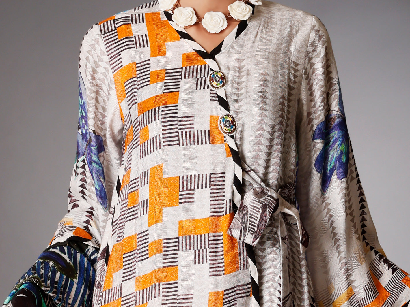 Grey Silk Jacquard 3Pc Stitched - AWP-3PS-263