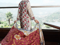 Beige Viscose Silk 3Pc Stitched - AWP-3PS-268