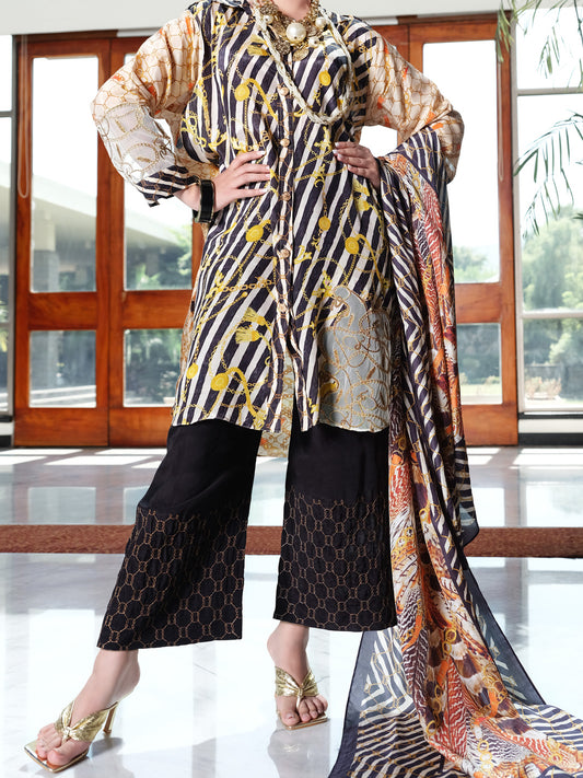 Peach Viscose Silk 3Pc Unstitched - AWP-3PS-269