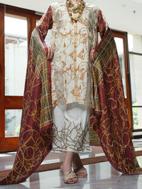 Ivory Viscose Silk 3 Piece Stitched - AWP-3PS-270