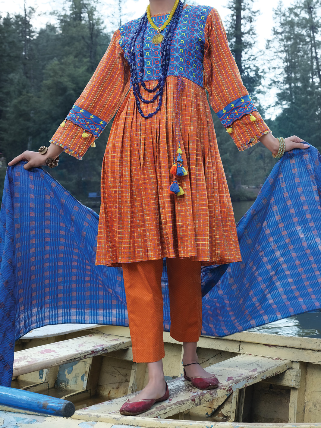Orange Yarn-Dyed 3Pc Stitched - AWP-3PS-272/S