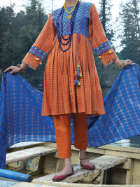 Orange Yarn-Dyed 3Pc Stitched - AWP-3PS-272/S
